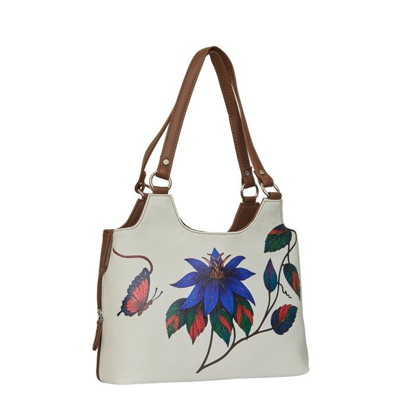 Genuine Leather Printed Shoulder Tote Bag for Women–Top Handle Handbag Daily Use - Picture 6 of 9